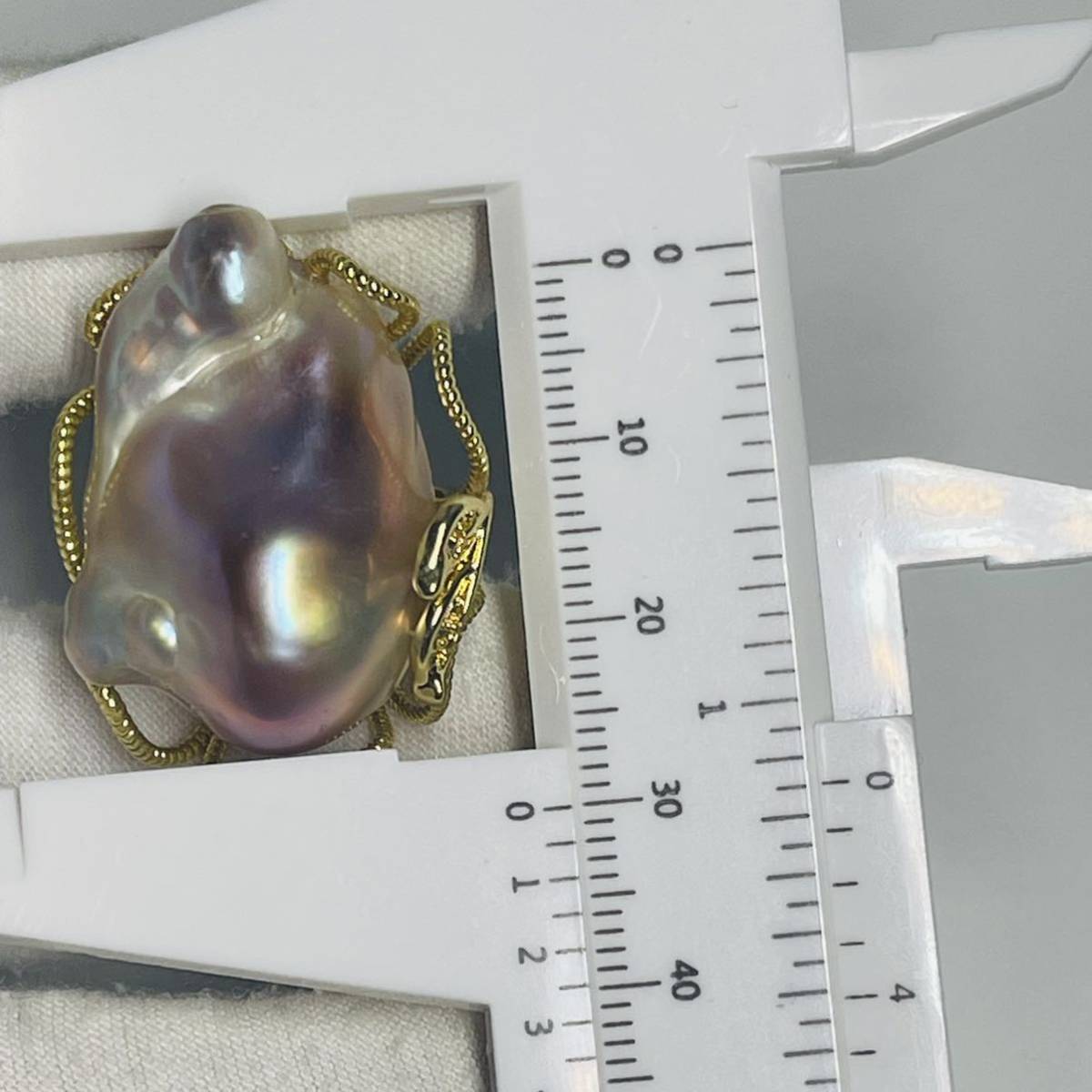虹色艶 豪華絢爛 バロックパールリング K18仕上げ 本真珠30mm 大珠 虹色艶 豪華絢爛 バロックパールリング K18仕上げ 本真珠30mm 大珠