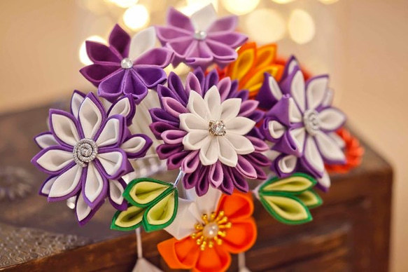 ( knob skill ) ornamental hairpin ./. hair ornament /. flower 2 point set * purple color * Japanese coiffure Japanese clothes flower fire graduation ceremony wedding The Seven-Five-Three Festival yukata kimono long-sleeved kimono coming-of-age ceremony front ..