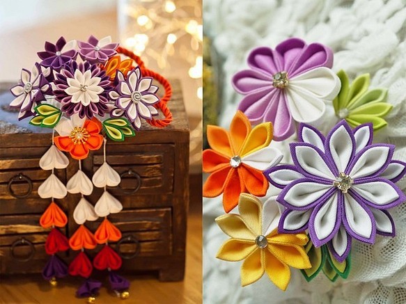 ( knob skill ) ornamental hairpin ./. hair ornament /. flower 2 point set * purple color * Japanese coiffure Japanese clothes flower fire graduation ceremony wedding The Seven-Five-Three Festival yukata kimono long-sleeved kimono coming-of-age ceremony front ..
