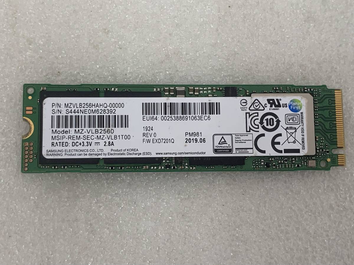 【2997時間】SAMSUNG MZVLB256HAHQ-00000 : 256.0 GB SSD M.2【正常判定】#31_画像1