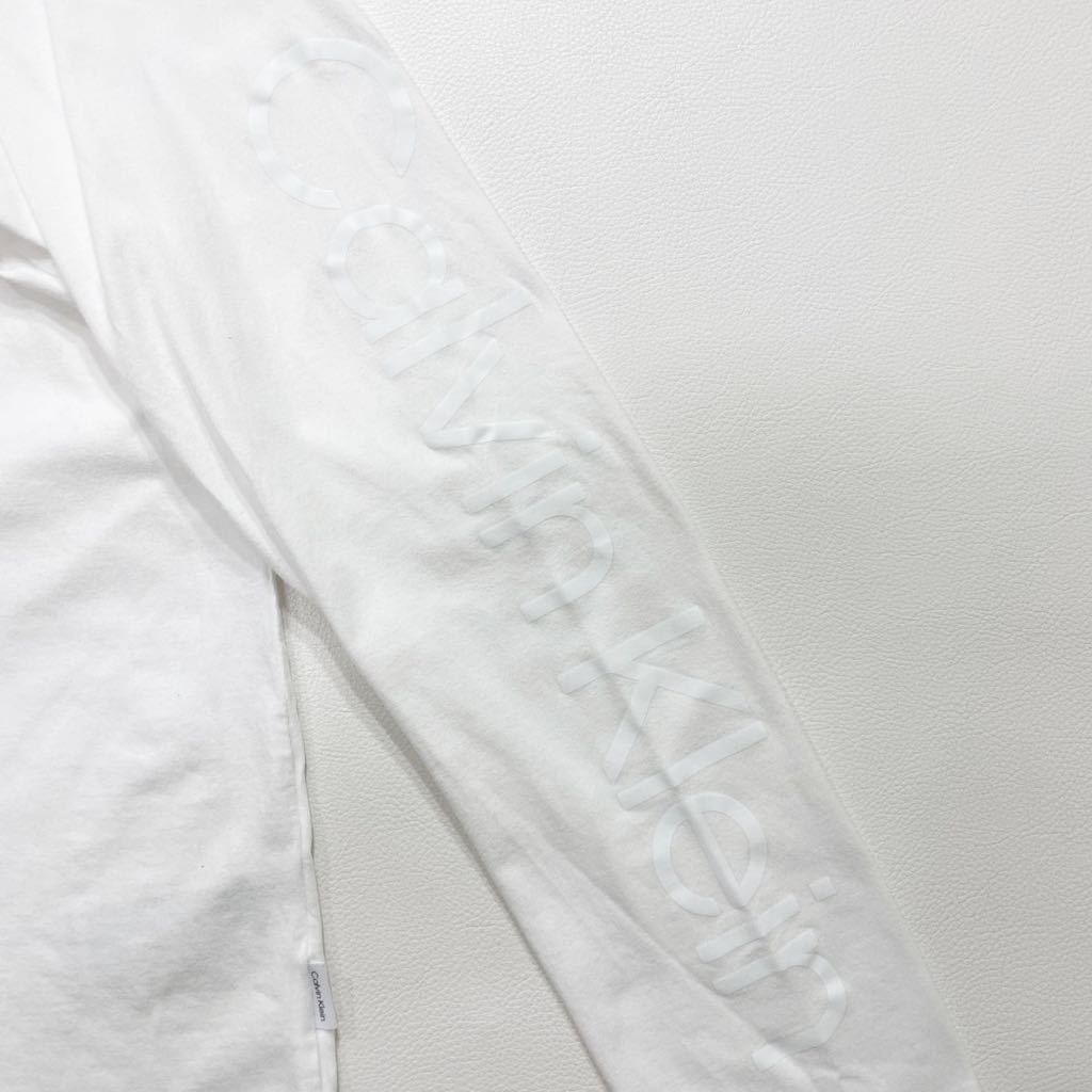 275 Calvin Klein カルバンクライン クルーネック 長袖 Tシャツ ロンT ロゴプリント サイズL ホワイト 白 メンズ 40130K_画像5