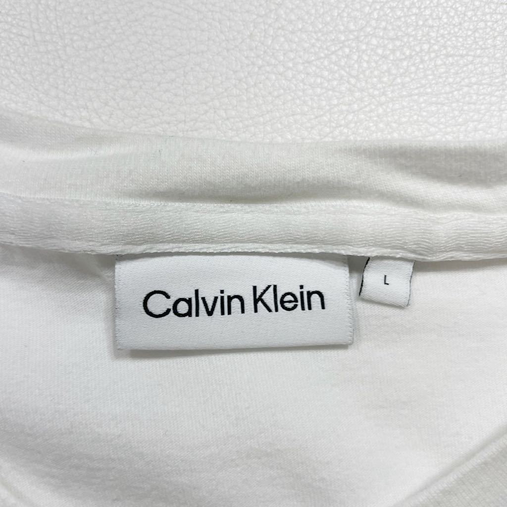 275 Calvin Klein カルバンクライン クルーネック 長袖 Tシャツ ロンT ロゴプリント サイズL ホワイト 白 メンズ 40130K_画像3