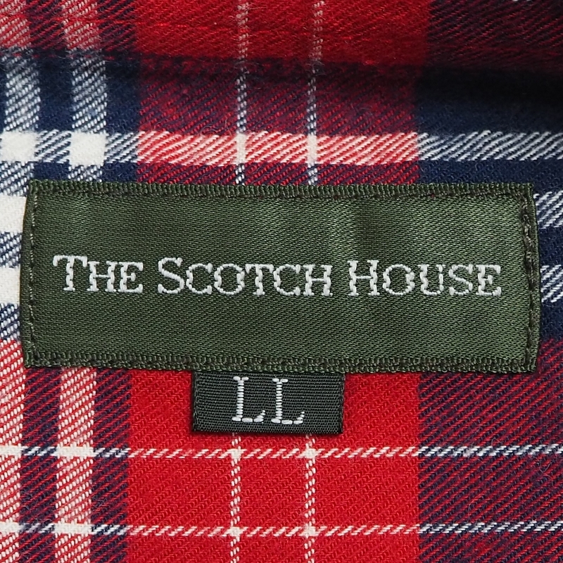 R105 新品 定価1.8万 スコッチハウス 起毛 タータンチェック シャツ 長袖 THE SCOTCH HOUSE ボタンダウン (サイズ:LL) _画像8