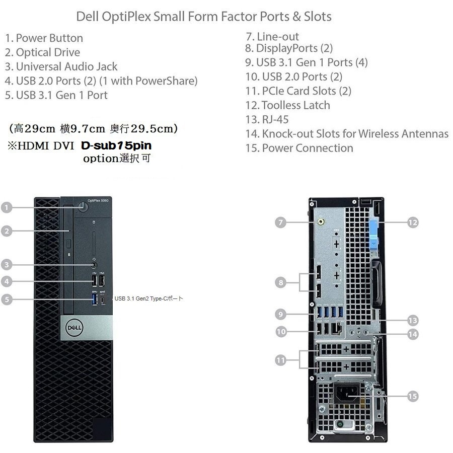 デスクトップパソコン 中古パソコン DELL 第8世代 Core i7 メモリ32GB 新品SSD1TB office optiplex 5060SF Windows10 Windows11 美品 d-444_画像2