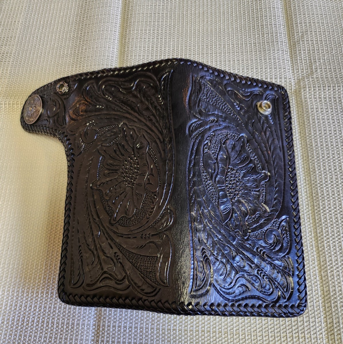  saddle leather Carving wallet Rider's wallet Biker z wallet long wallet long wallet hand made original leather 