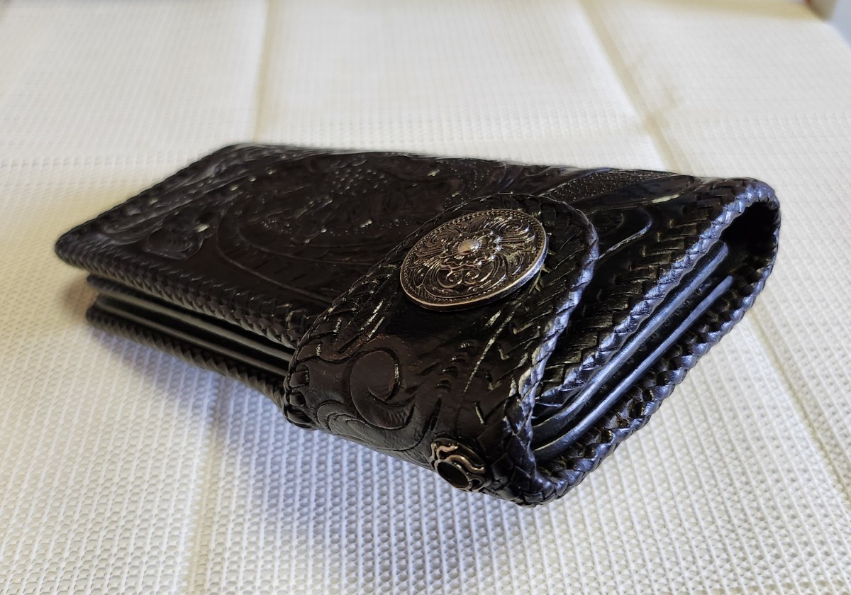  saddle leather Carving wallet Rider's wallet Biker z wallet long wallet long wallet hand made original leather 