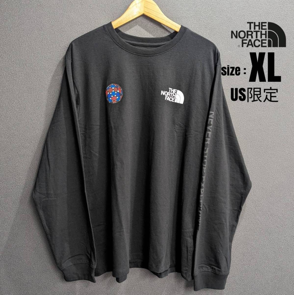 再入荷!!【日本未発売】THE NORTH FACE ノースフェイス ロンT 長袖 Tシャツ 黒 ブラック/XL ハーフドームロゴ アメリカ US限定 レディース