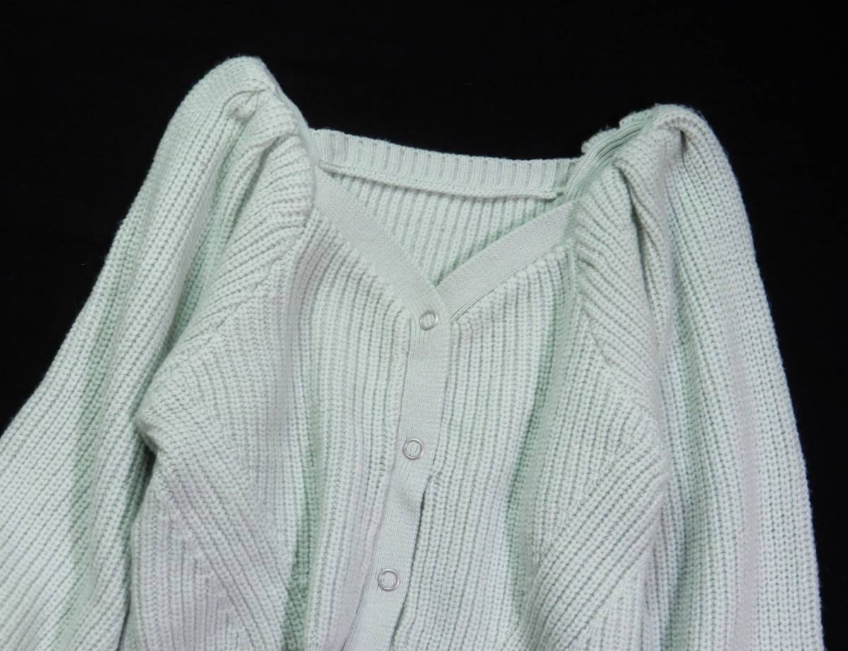 未使用 AMERI アメリ 畦ニット パフスリーブ デザインカーディガン プルオーバー 前後2WAY PUFF CARDIGAN F_画像3