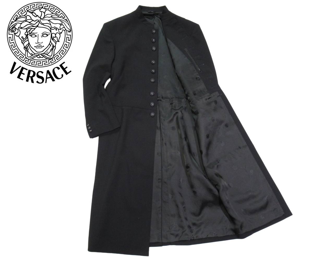  Vintage GIANNI VERSACE couture Versace wool silk mete.-sa lining design coat 48