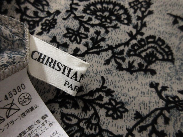 y9627 極美品 CHRISTIAN AUJARD　フロッキーシャツワンピース 11Tサイズ　総柄　花柄　日本製　イトキン　クリスチャンオジャール　_画像4