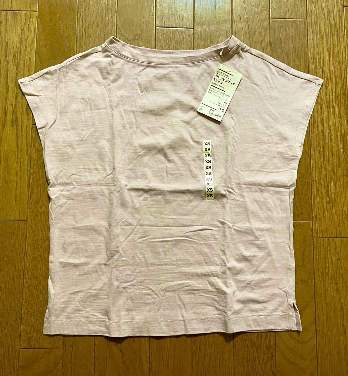 新品タグ付き 無印良品 MUJI フレンチスリーブ Tシャツ ライトピンク XSトップス 半袖Tシャツ カットソー_画像1