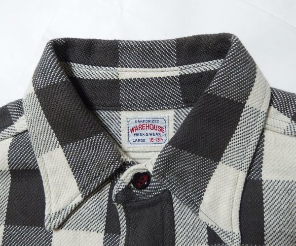 WAREHOUSE ウエアハウス Lot 3104 FLANNEL SHIRTS A柄 チェック フランネル シャツ L 16-16.5 ブロックチェック_画像3