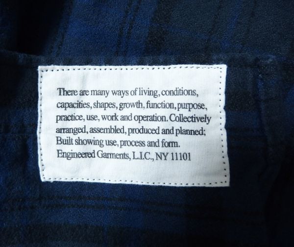 22AW Engineered Garments エンジニアードガーメンツ Work Shirt Plaid Cotton Flannel ワーク シャツ XS チェック フランネル_画像4