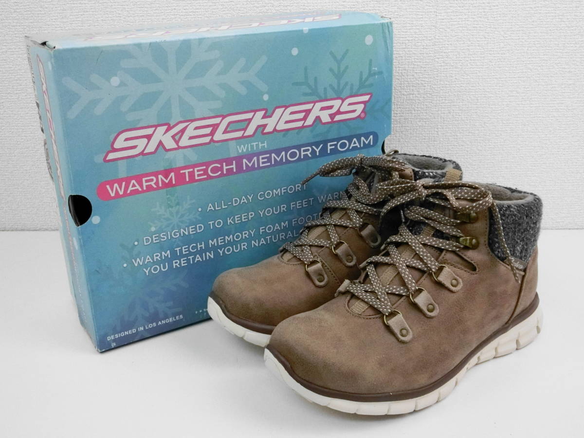 【左右サイズ違い】 レディース SKECHERS WARM TECH MEMORY FOAM SYNERGY-COLD DAZE カジュアルブーツ トープ 左24cm 右24.5cm 【1049】_画像1