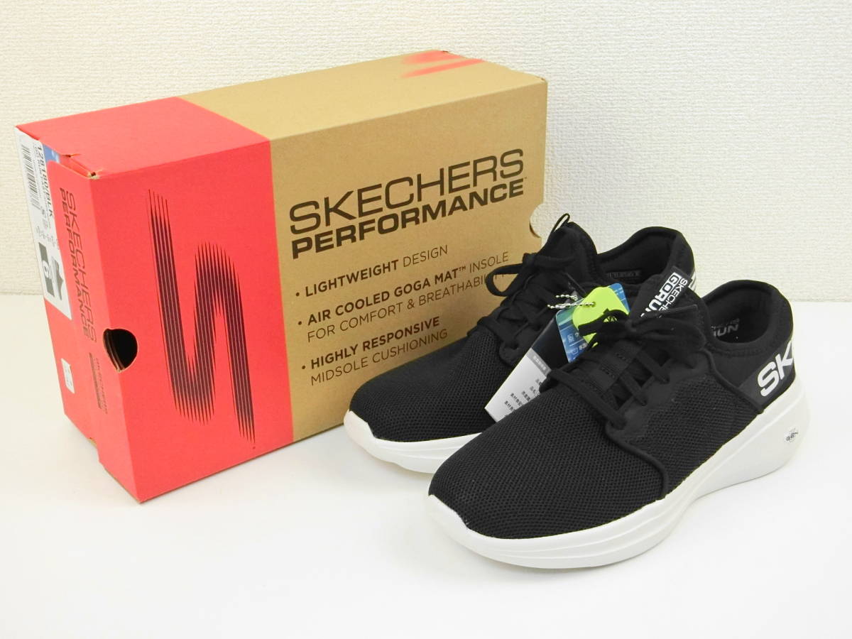 【左右サイズ違い】 レディース SKECHERS Air-Cooled Goga Mat GO RUN FAST-AFTER HOURS スニーカー ブラック 左24.5cm 右23.5cm 【1068】_画像1