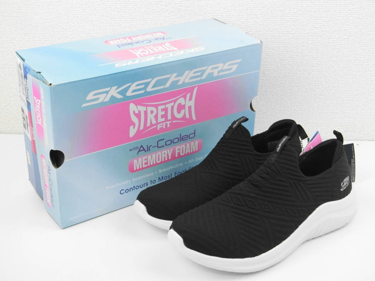 【左右サイズ違い】レディース SKECHERS ULTRA FLEX 2.0-STUNNING SURPRISE スリッポン ブラック/ホワイト 左23.5cm 右23cm 【1083】_画像1