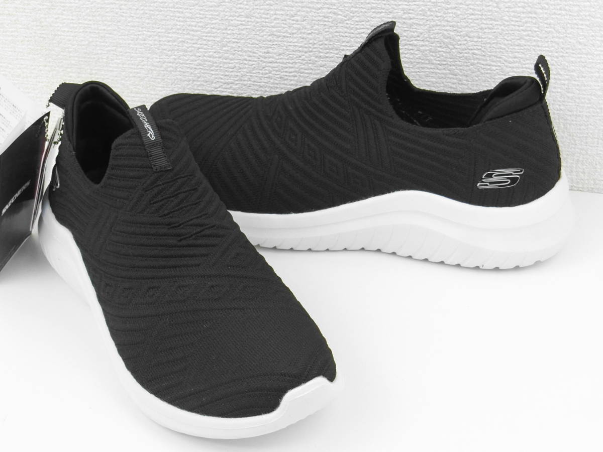 【左右サイズ違い】レディース SKECHERS ULTRA FLEX 2.0-STUNNING SURPRISE スリッポン ブラック/ホワイト 左23.5cm 右23cm 【1083】_画像6