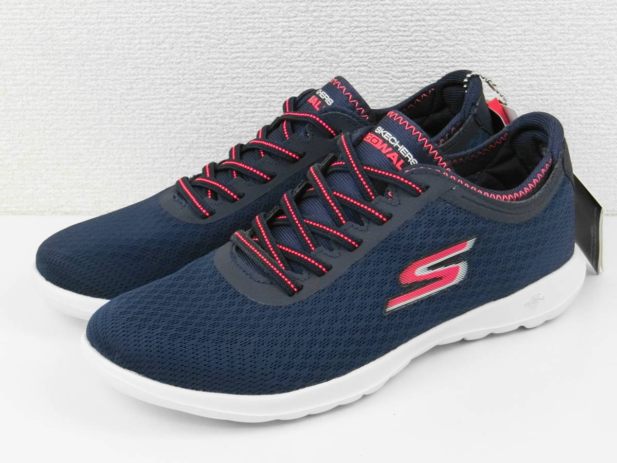 【左右サイズ違い】 レディース SKECHERS GOGA MAT QUICK-FIT GO WALK LITE-INPULSE スニーカー ネイビー/ピンク 左24cm 右23.5cm【1097】_画像1