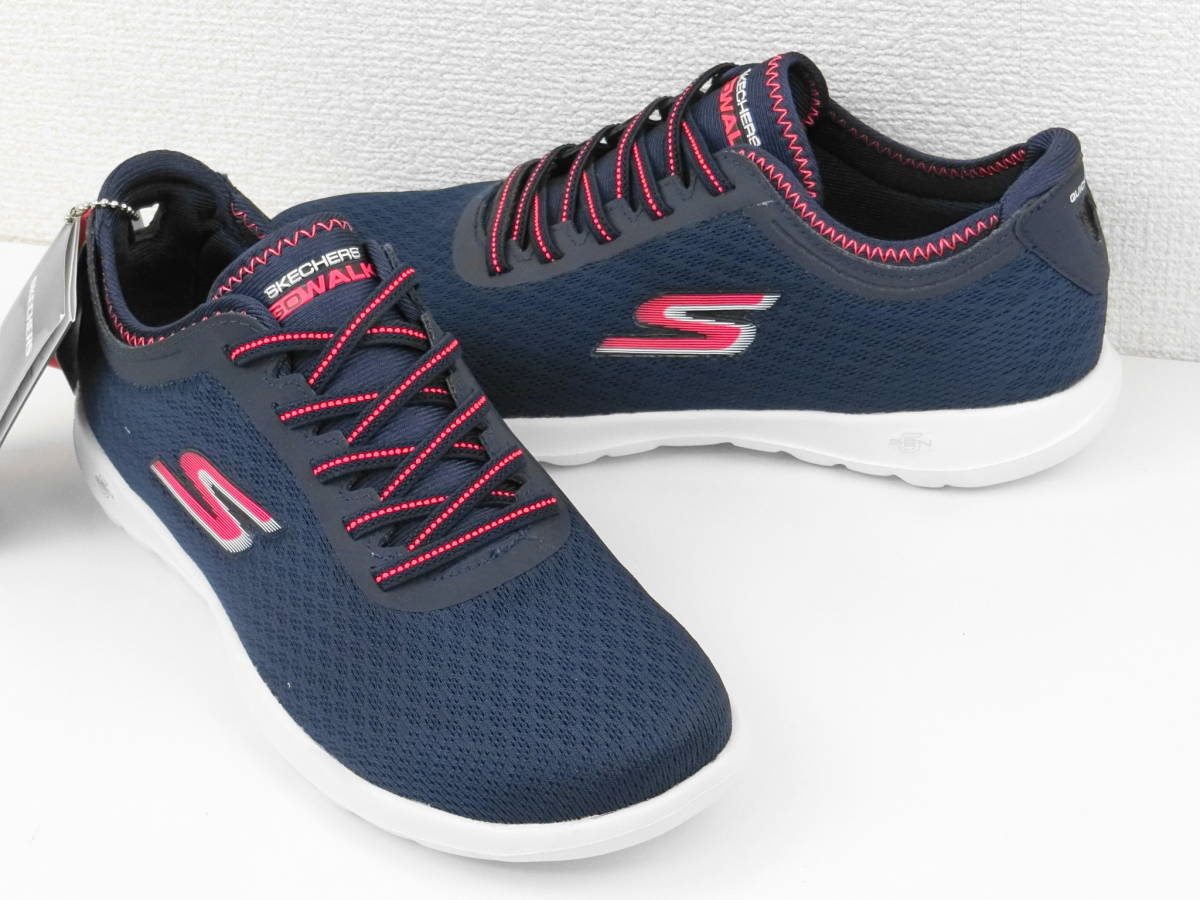 【左右サイズ違い】 レディース SKECHERS GOGA MAT QUICK-FIT GO WALK LITE-INPULSE スニーカー ネイビー/ピンク 左24cm 右23.5cm【1097】_画像5