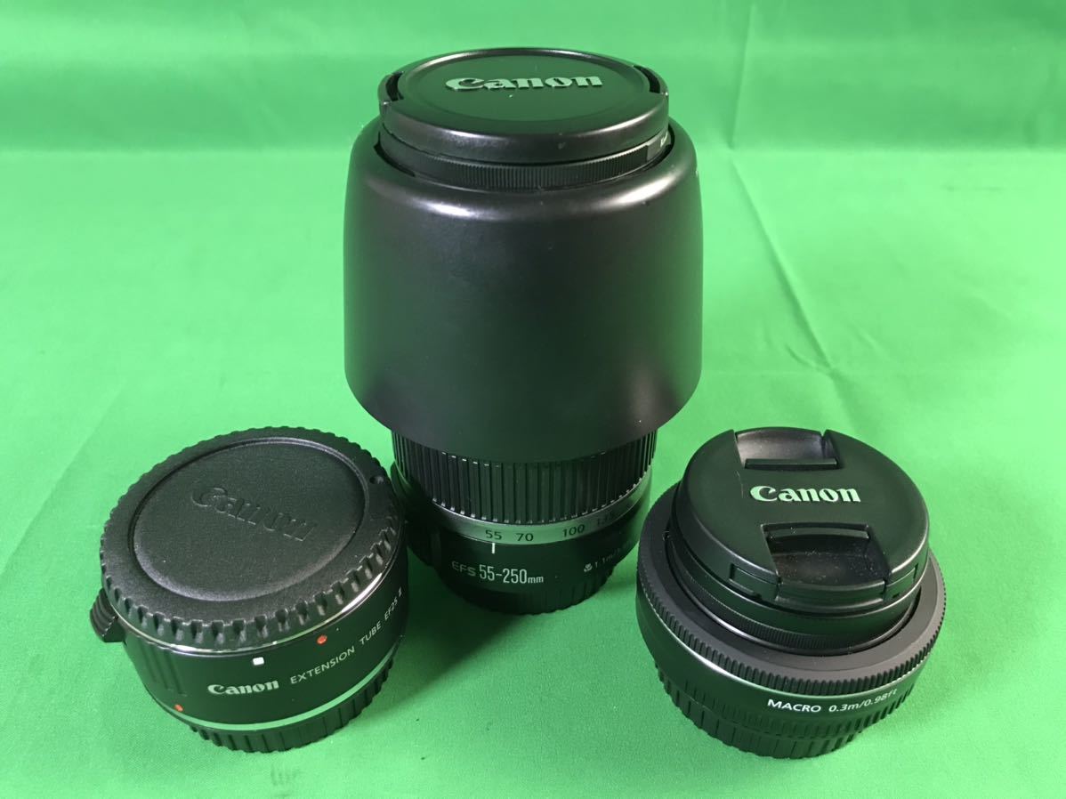 1,000円売切■ 動作未確認 Canon EOS kissX4 LENZ 1:3.5-5.6 18-55mm 1:4-5.6 55-250mm 40mm EXTENSION おまとめ okoy-2407321-101★N1017_画像6
