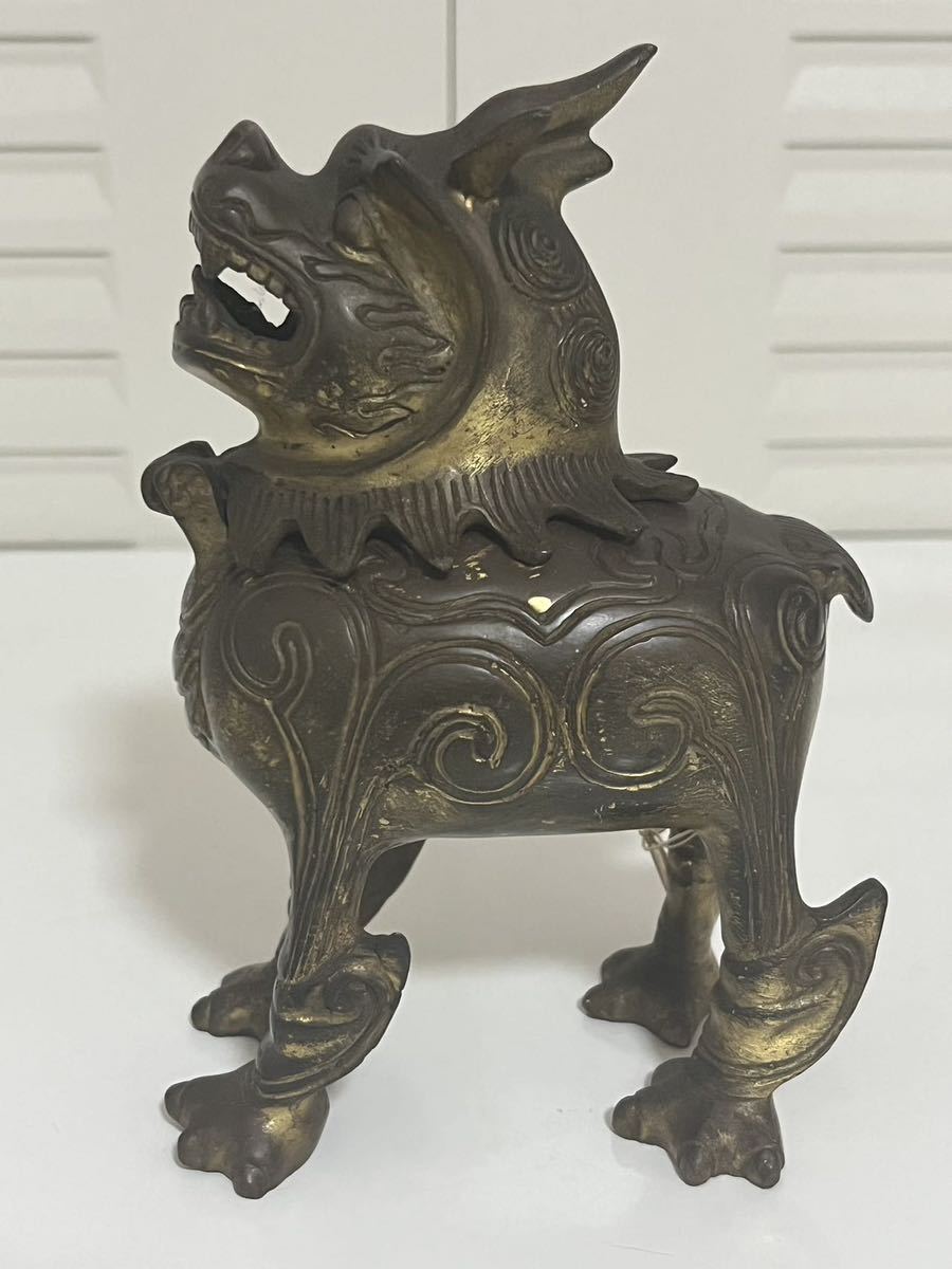 中国美術 明末清初 黄銅金 骨董品 香炉 貔貅　重さ663g