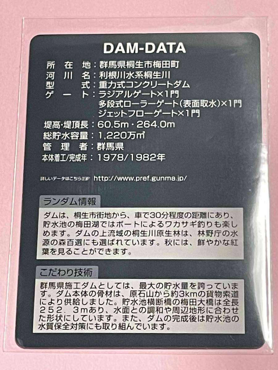 群馬県ダムカード　桐生川ダム きりゅうがわダム Ver.2.0（2017.7）【即決】_画像2