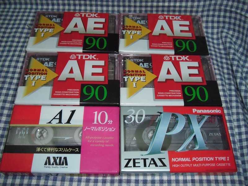 ★送料無料/ノーマルカセットテープ6個/ZETAS30分PX/TDK/AE90分×4個/AXIA/AI10分/匿名配送★_画像1