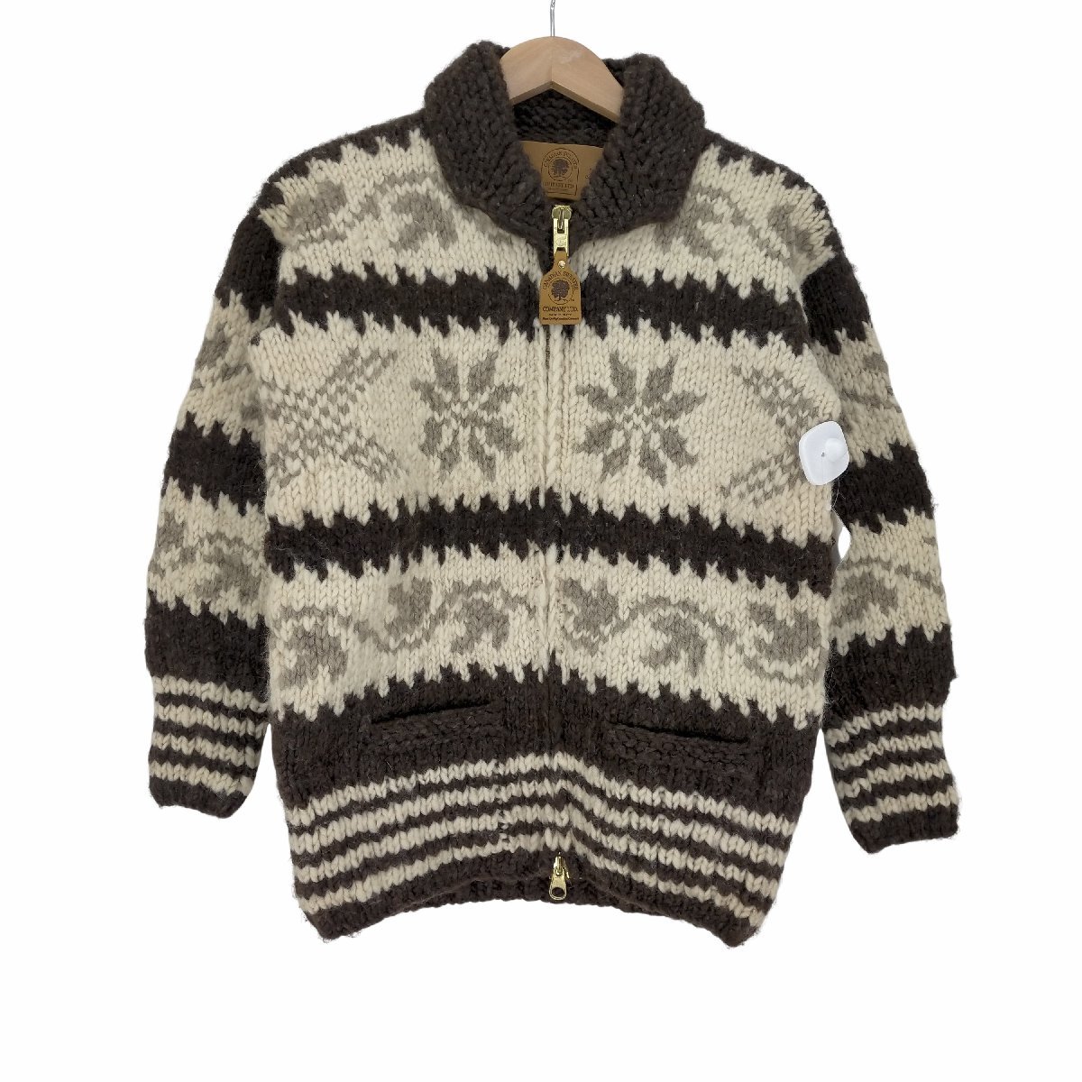 CANADIAN SWEATER(カナディアンセーター) フルジップ カウチン ヘビー ウール ニット メ 中古 古着 0810_画像1