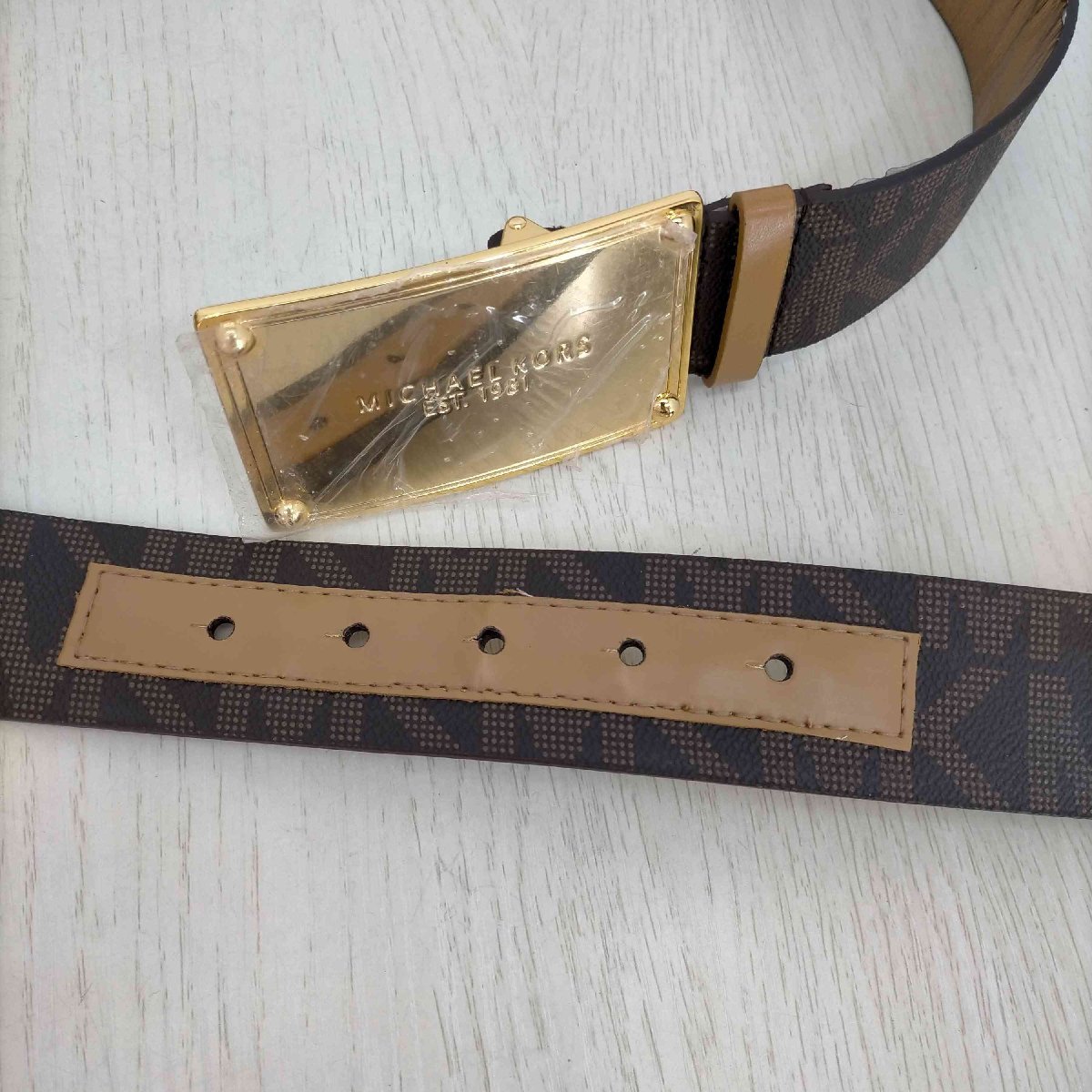 Michael Michael Kors(マイケルマイケルコース) スクエアロゴバックル レザーベルト レ 中古 古着 0209_画像4