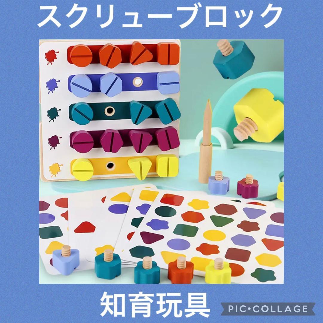 スクリューブロック　絵合わせ　パズル　知育玩具　モンテッソーリ好評_画像1