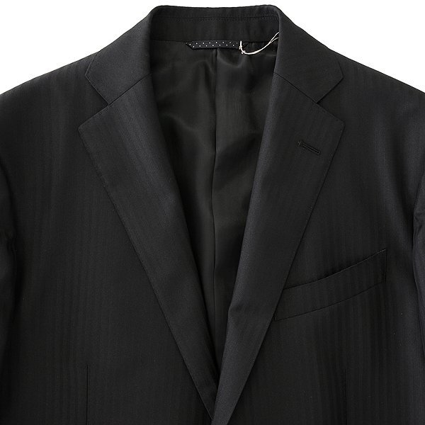 新品 スーツカンパニー 微光沢 シャドー ストライプ スーツ A4(S) 黒 【J59522】 165-6D メンズ 総裏 ウール FOUR SEASONS シングル_画像4
