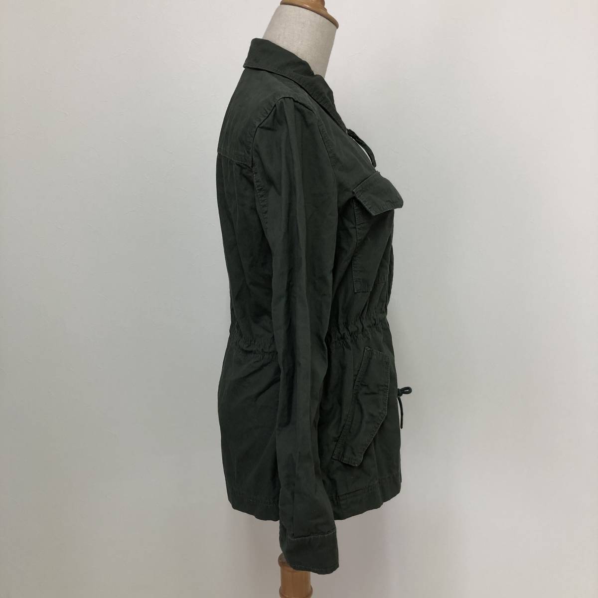 k3211 прекрасный товар GAP Gap горная парка хлопок 100% карман тонкий XXS хаки одноцветный женский Basic casual стиль 