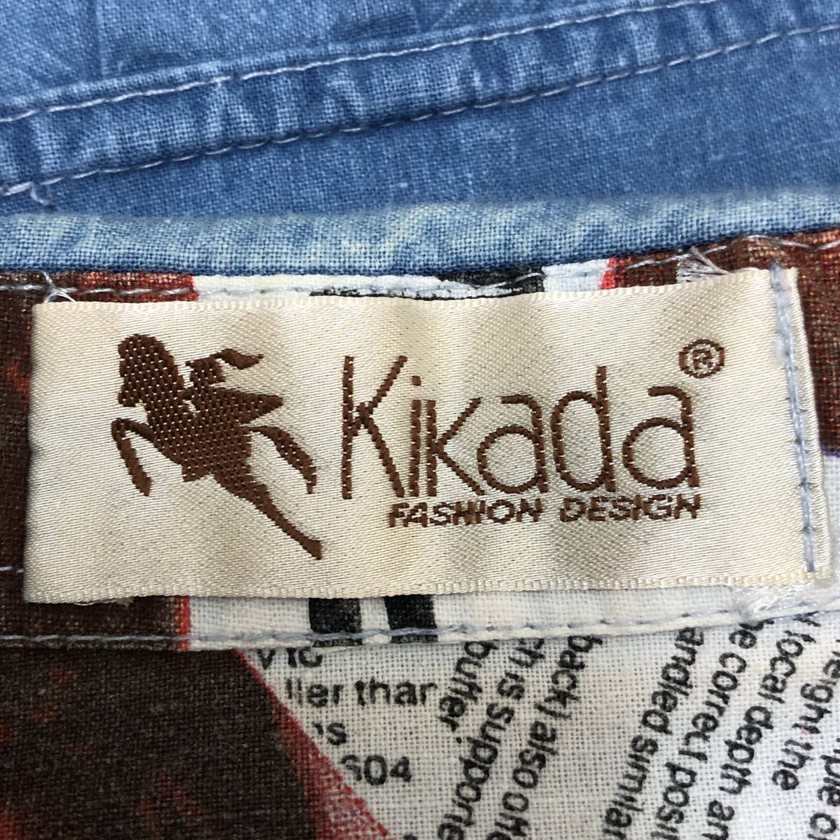 k3231 美品 Kikada デニムシャツ 半袖 胸ポケット 薄手 パッチ