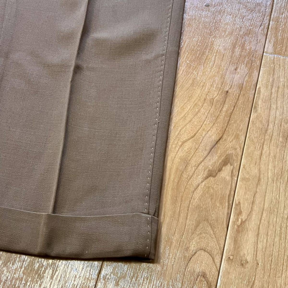 100円スタート / 1940s-1950s US Vintage Double Pleats Heavy Rayon Gabardine Slacks / ダブルプリーツ ハンドステッチ_画像5