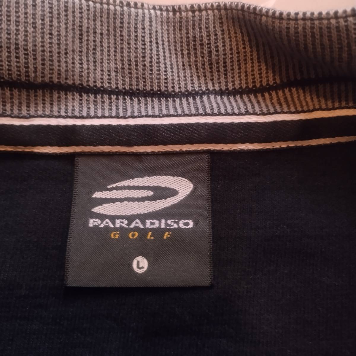 未使用品　パラディーゾゴルフ　Paradiso GOLF　アウター　サイズＬ　ハーフジップ　ブラック/グレー×ボーダー_画像8