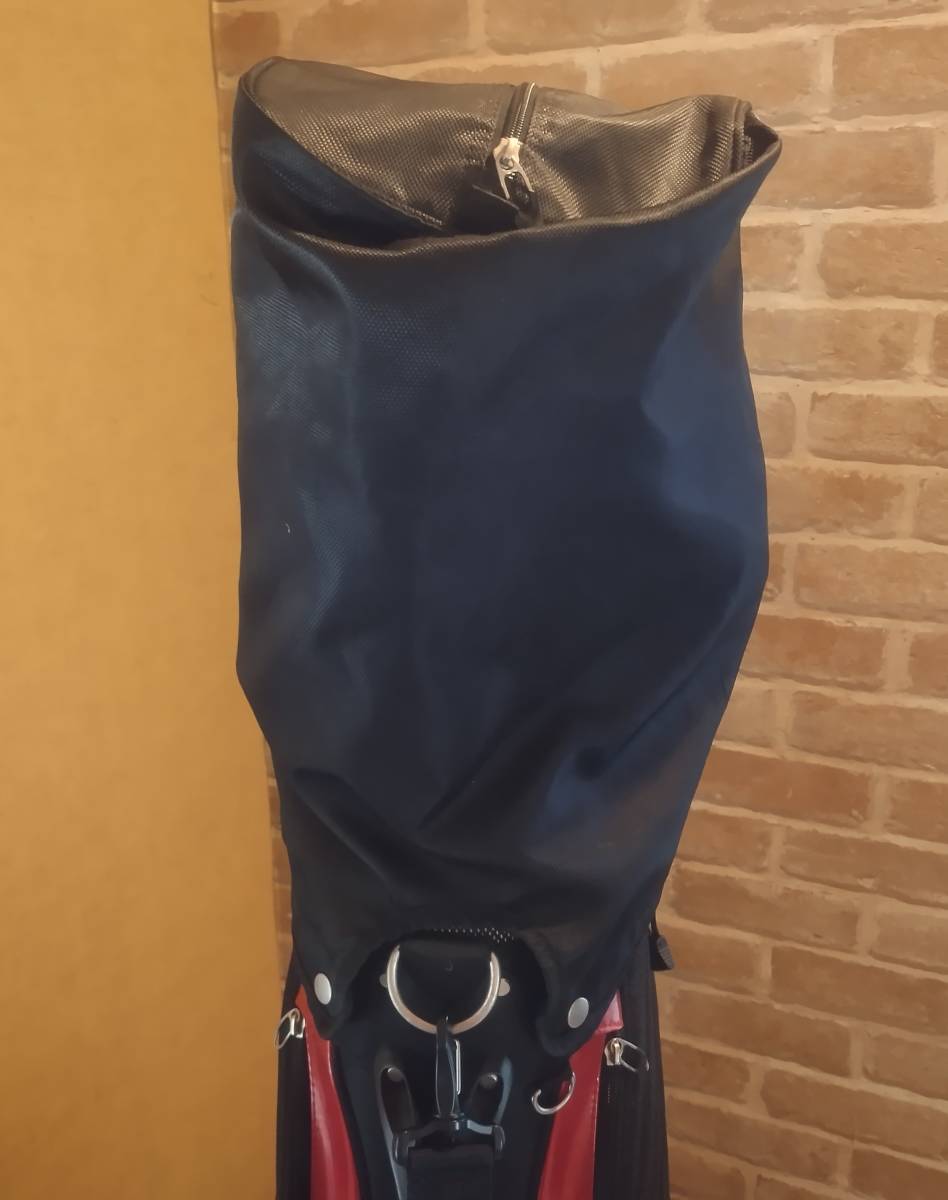  состояние хороший! Mizuno caddy bag немного глянец черный ⅹ эмаль, красный примерно 3.0. Komame . перемещение . удобный Рулевое колесо 