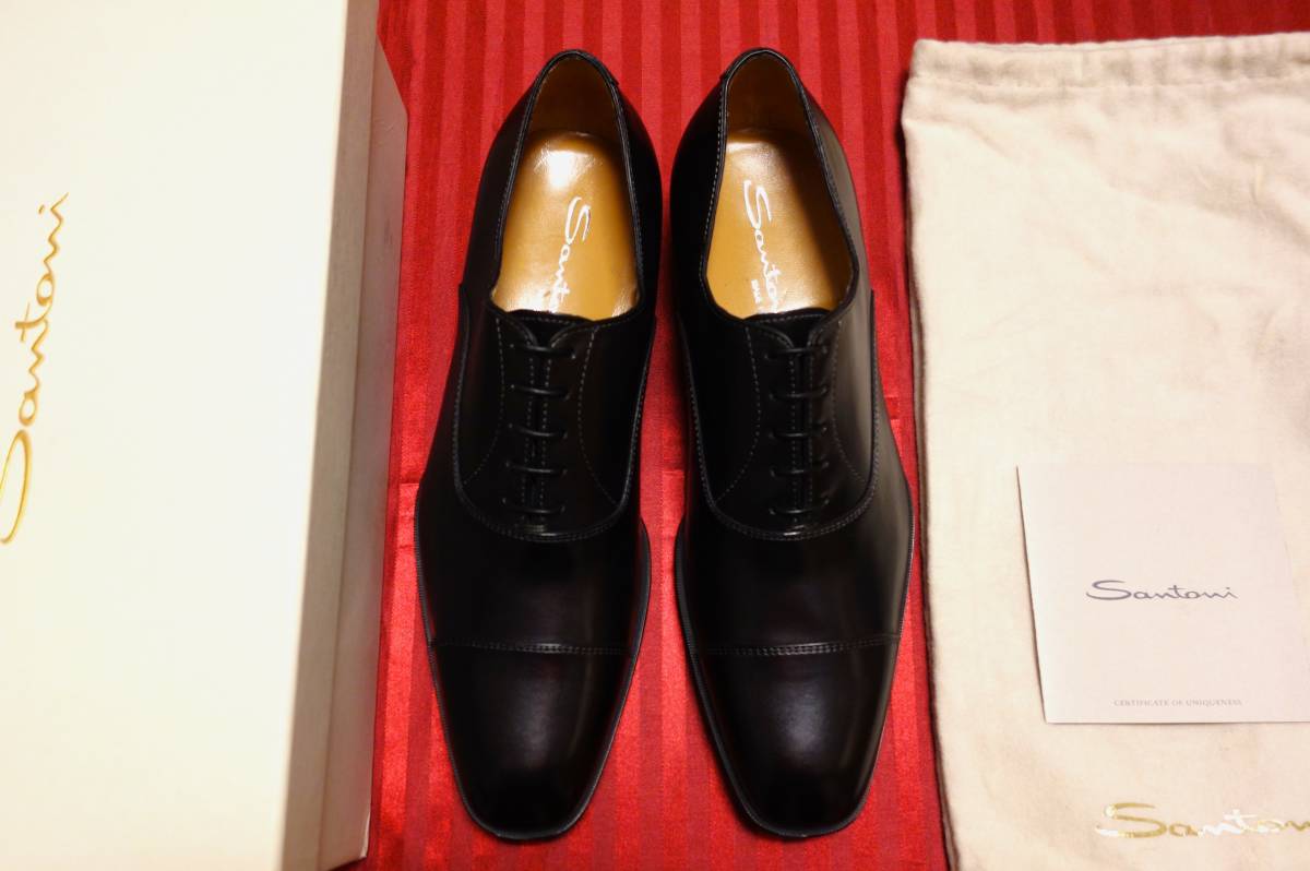  regular price 11.5 ten thousand jpy ^ unused goods sun to-ni(SANTONI) strut chip business shoes UK7 US8 ( Japan size 26cm) black 