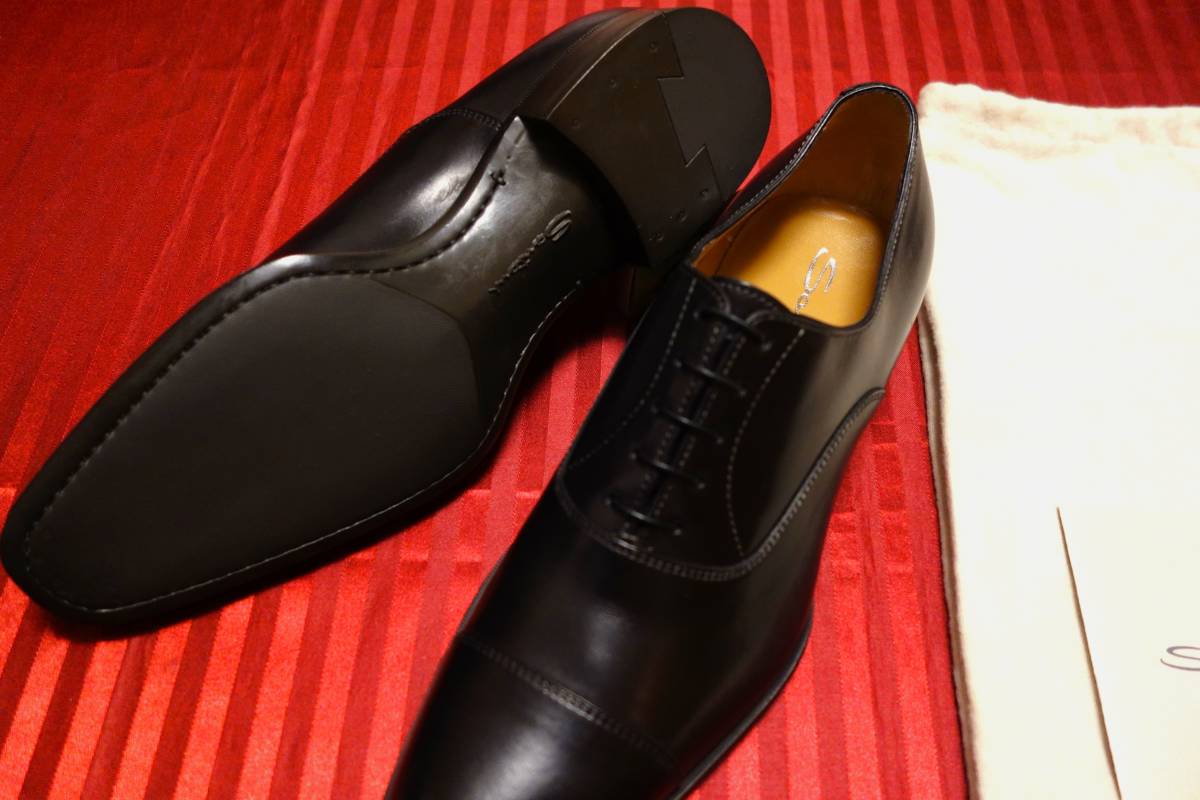  regular price 11.5 ten thousand jpy ^ unused goods sun to-ni(SANTONI) strut chip business shoes UK7 US8 ( Japan size 26cm) black 