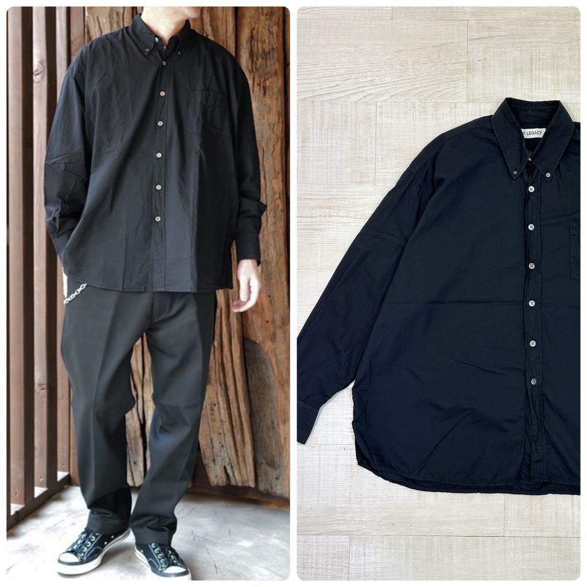 22ss 2022 OUR LEGACY アワーレガシー BORROWED BD SHIRT MR192BB 顔料染め 製品洗い 加工 オーバーサイズ シャツ サイズ 46 定価30.800円_画像1