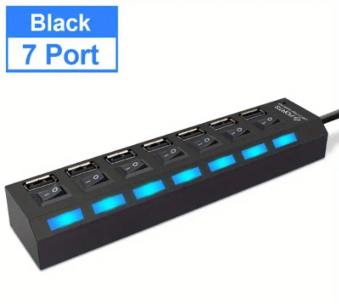 7 ポート LED USB 2.0 アダプタハブ電源オン/オフスイッチ PC ラップトップコンピュータ