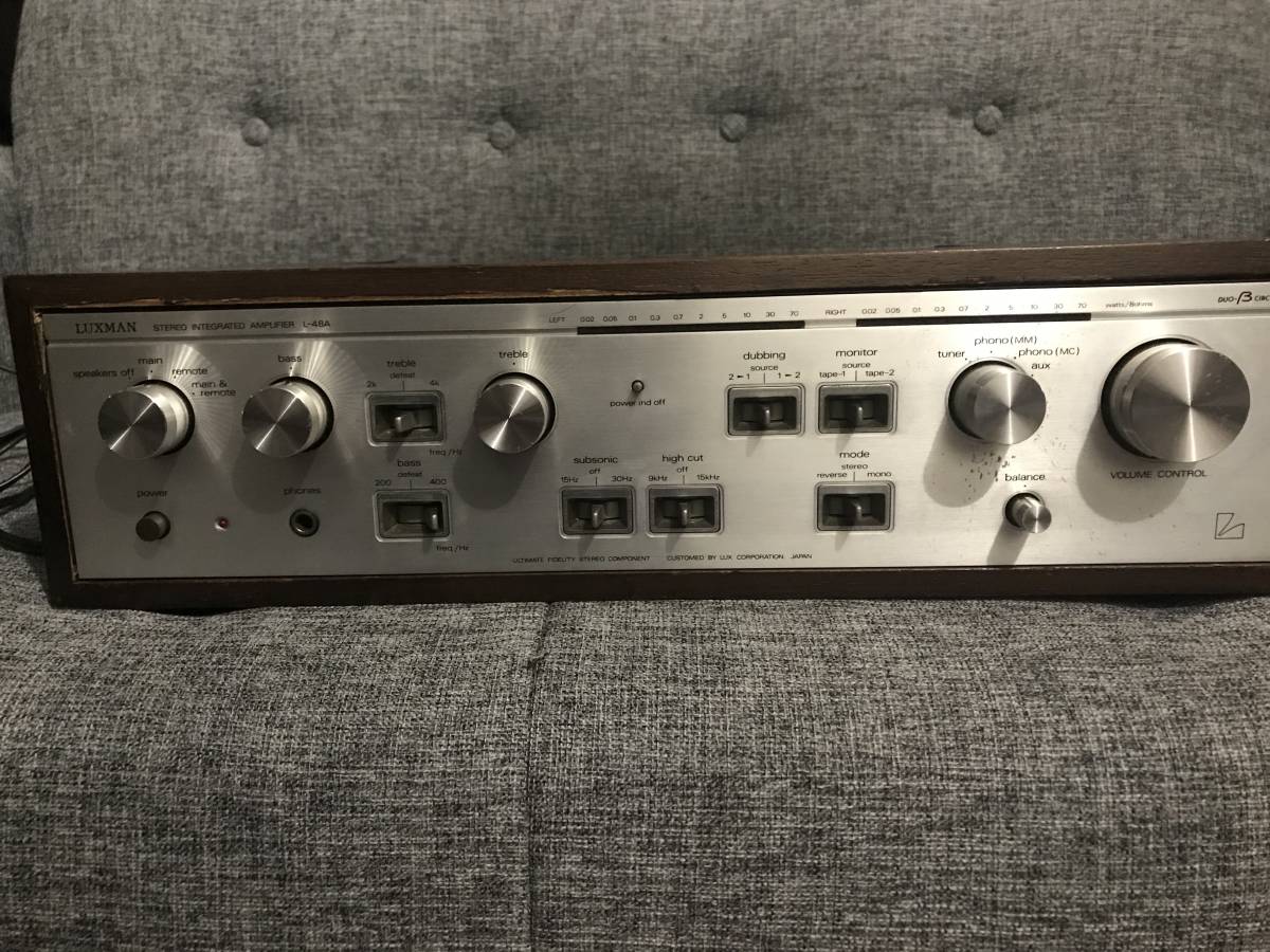 ★貴重な当時物★ LUXMAN L-48A ラックスマン　プリメインアンプ　動作確認済み　今このアンプ作ると20万円はしますかねぇ_画像2