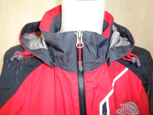 n8◆THE NORTH FACE SUMMIT SERIES WINDSTOPPER ウインドブレーカー◆ザノースフェイス XL/95 女性 赤×黒×灰 着脱式フード アウトドア 6A_画像2