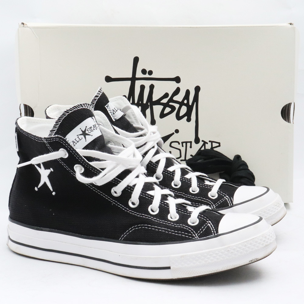 28.5cm STUSSY × CONVERSE Chuck Taylor All Star 70 Hi ブラック A01765C CT70 ステューシー コンバース オールスター スニーカー_画像1