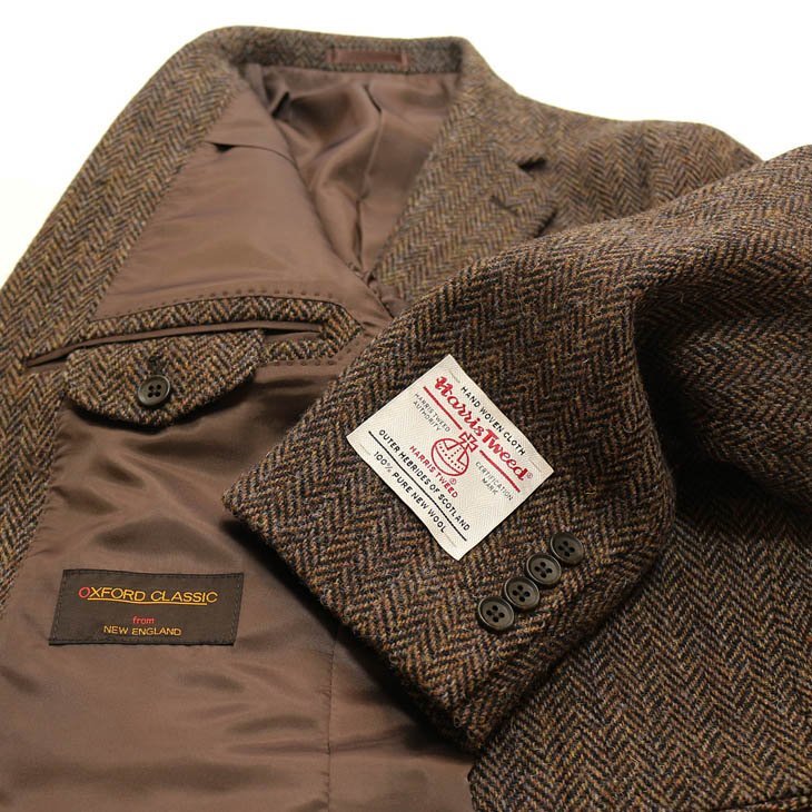 新作 秋冬 英国 Harris Tweed ハリスツイード 茶 ブラウン 杢 ヘリンボーン杉綾織 ジャケット AB7_画像7