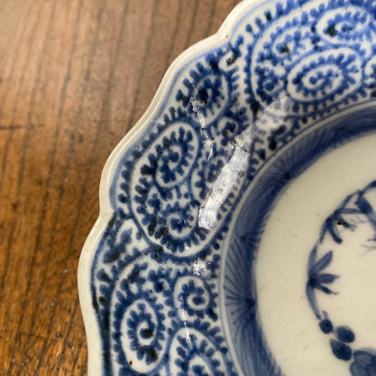 古美術 染付 古伊万里 なます皿 唐草文様 富貴長春 陶器 食器 古美術 染付 古伊万里 なます皿 唐草文様 富貴長春 陶器 食器