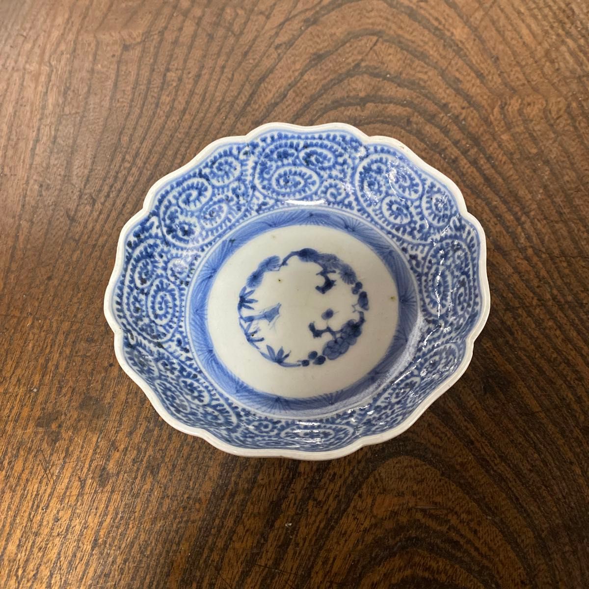 古美術 染付 古伊万里 なます皿 唐草文様 富貴長春 陶器 食器 古美術 染付 古伊万里 なます皿 唐草文様 富貴長春 陶器 食器