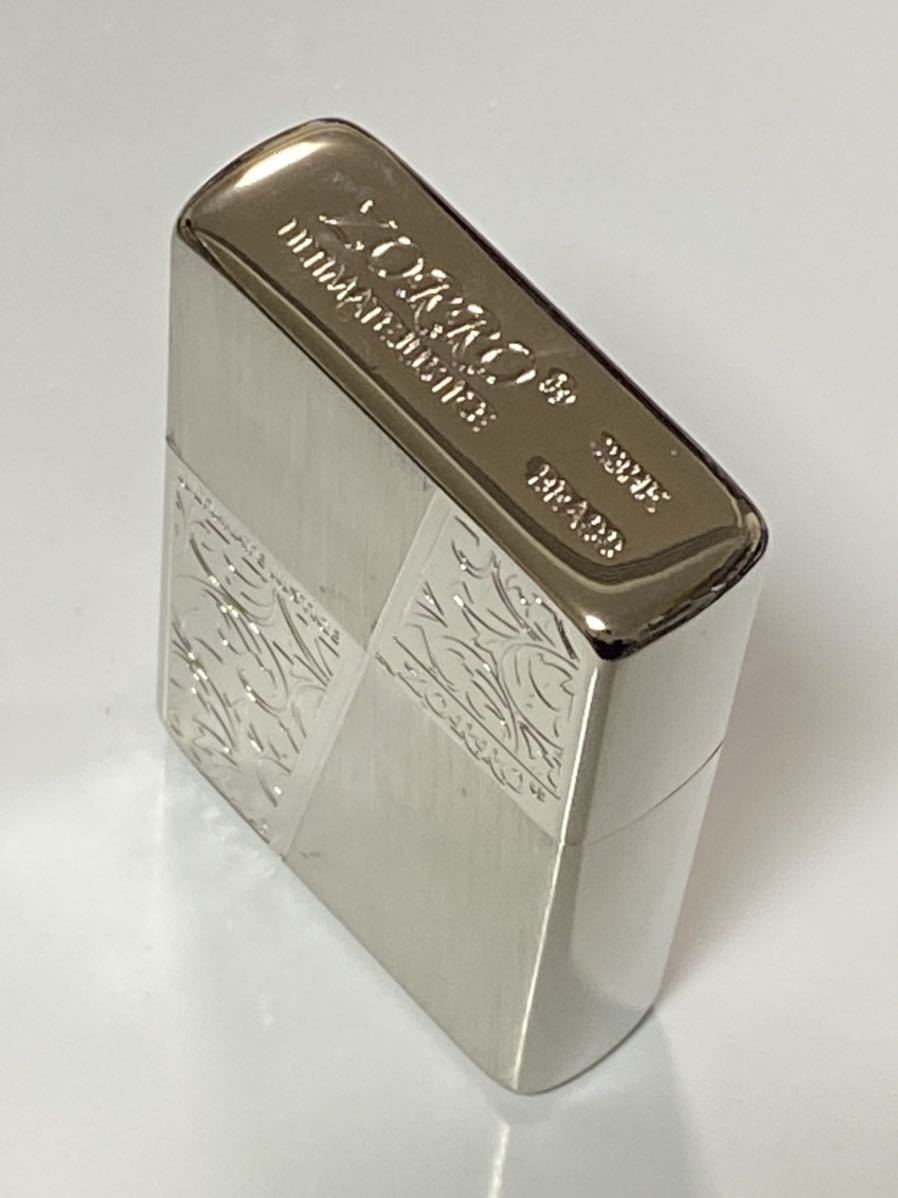 ZORRO silver Bottoms up zippo type oil lighter silver