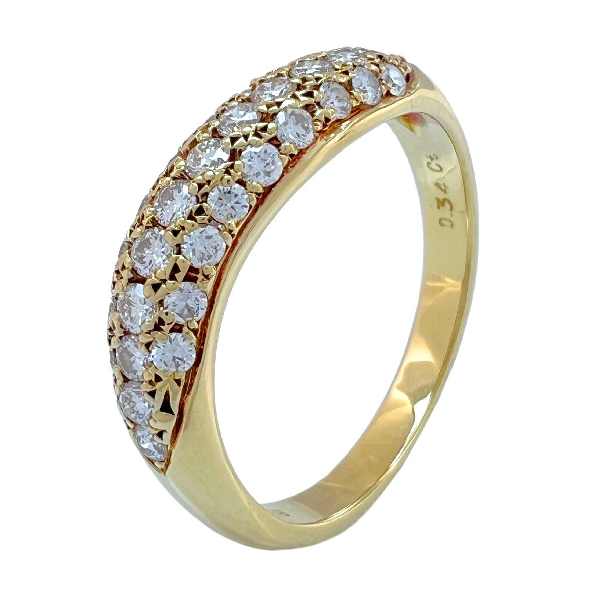 MIKIMOTO Mikimoto кольцо pave бриллиант 0.34ct K18 YG желтое золото 8.5 номер кольцо 
