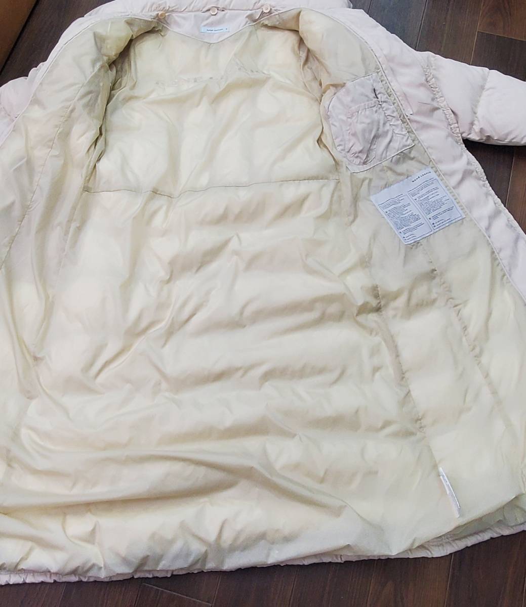 1223-202*RENE lezard cotton inside down coat dress length approximately 120cm Rene leather do lady's feather woven 38 beige group eggshell white condition not yet verification present condition goods 