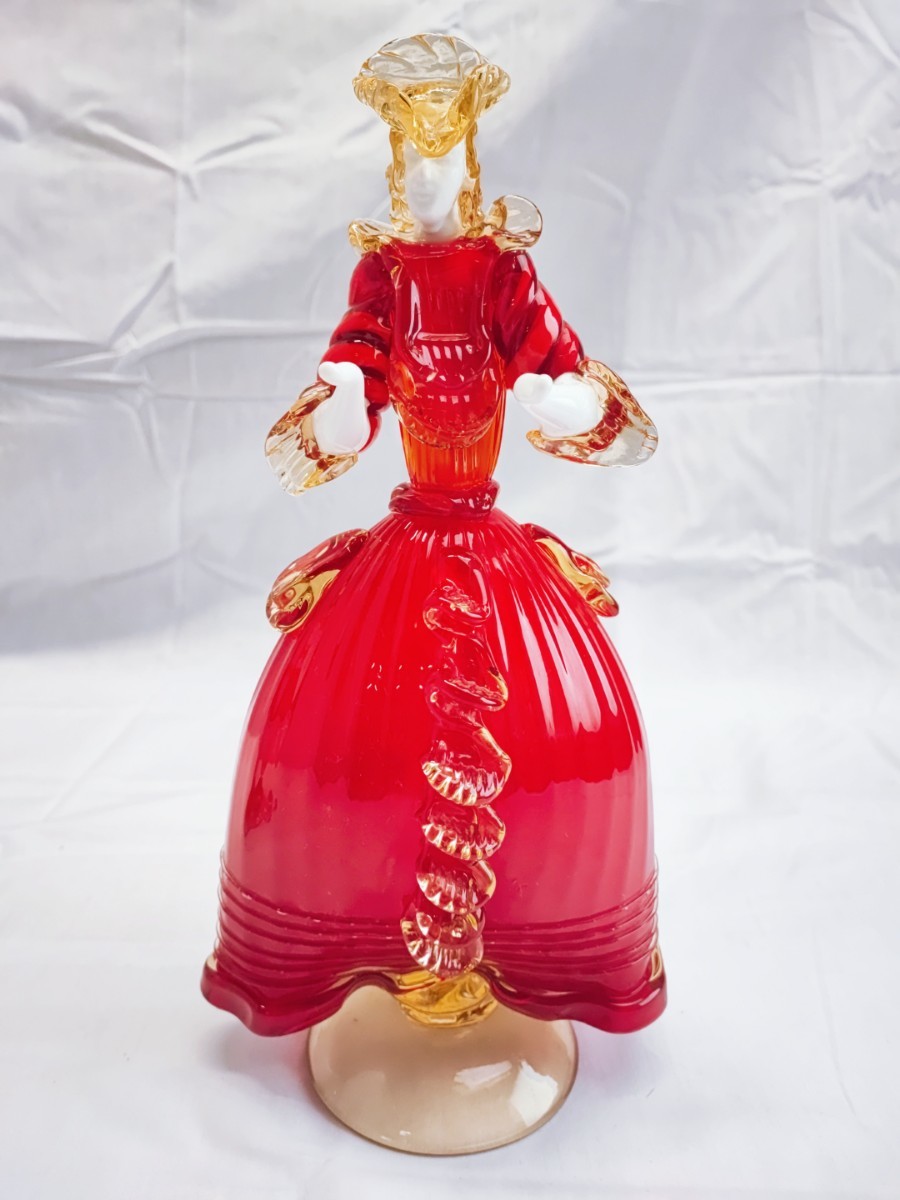 ベネチアンガラス ガラス人形 2点セット 不備あり アンティーク 人形 フィギュリン オブジェ 置物 MURANO ムラノ 当時物 コレクション(0125_画像2